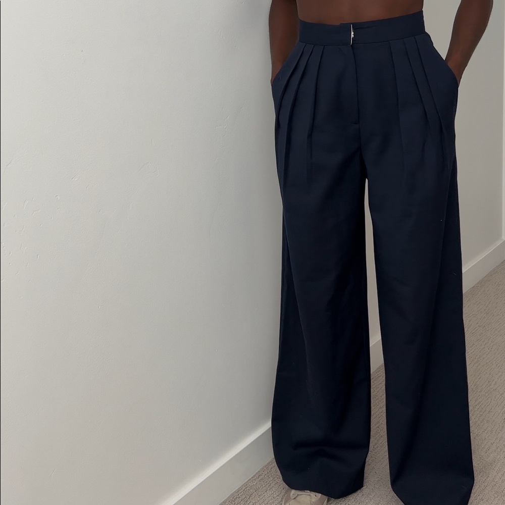 Oak and Fort Pleated Wide Leg Trouser